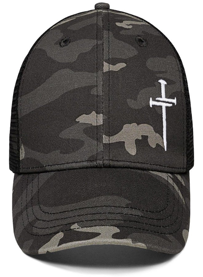 THIN MOUTH Christian Jesus Cross Hat - Faith Hats for Men Women - Religious Gifts for Thanksgiving Christmas - Cross Camo Grey - Image 2